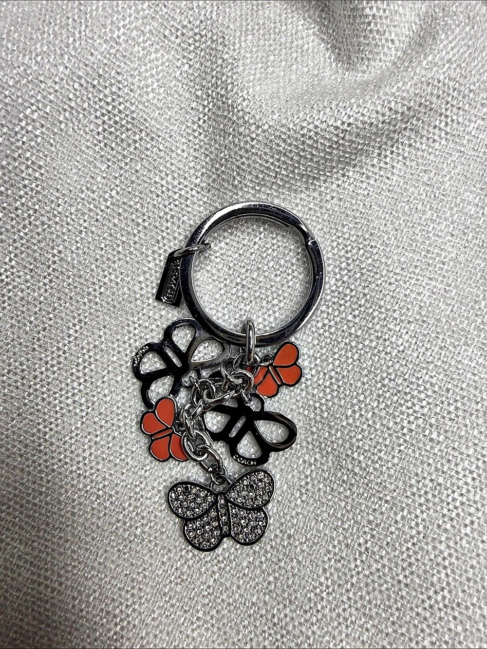 Coach vintage Butterfly Bag Charm Keychain Black & Red